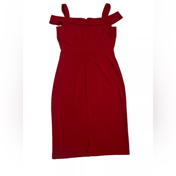 WesleeRose Red Size 8 Pencil Dress below knee length unlined - Picture 7 of 12